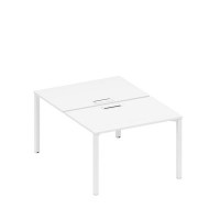 Спэйс+ А1 БГ 176 БП (Белый премиум/Белый гладкий) Рабочая станция на металлокаркасе, столешницы с заглушкой (2*120)