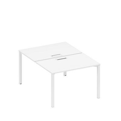 Спэйс+ А1 БГ 176 БП (Белый премиум/Белый гладкий) Рабочая станция на металлокаркасе, столешницы с заглушкой (2*120)