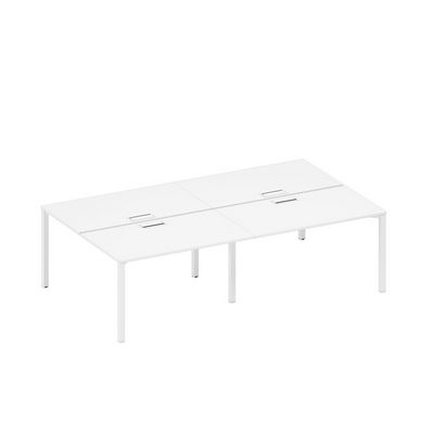 Спэйс+ А1 БГ 177-2 БП (Белый премиум/Белый гладкий) Рабочая станция на металлокаркасе, столешницы с заглушкой (4*140)