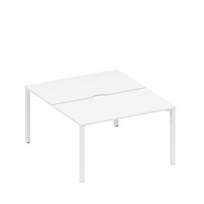 Спэйс+ А1 БГ 177.2 БП (Белый премиум/Белый гладкий) Рабочая станция на металлокаркасе, столешницы с вырезом (2*140)