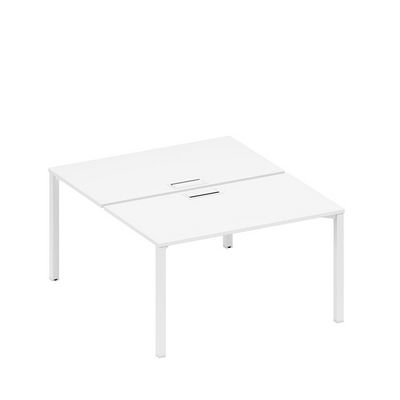 Спэйс+ А1 БГ 177 БП (Белый премиум/Белый гладкий) Рабочая станция на металлокаркасе, столешницы с заглушкой (2*140)