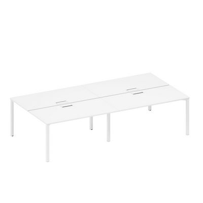 Спэйс+ А1 БГ 178-2 БП (Белый премиум/Белый гладкий) Рабочая станция на металлокаркасе, столешницы с заглушкой (4*160)