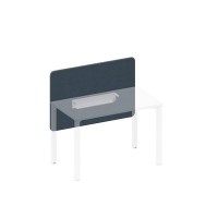 Спэйс+ А1 БГ 856.01 BA40 (Синий/Белый гладкий) Экран настольный фронтальный тканевый с мягким наполнителем с кабель-каналом