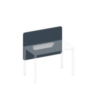 Спэйс+ А1 БГ 856.02 BA40 (Синий/Белый гладкий) Экран настольный фронтальный тканевый с кабель-каналом