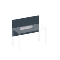 Спэйс+ А1 БГ 857.02 BA40 (Синий/Белый гладкий) Экран настольный фронтальный тканевый с кабель-каналом