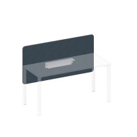 Спэйс+ А1 БГ 858.02 BA40 (Синий/Белый гладкий) Экран настольный фронтальный тканевый с кабель-каналом