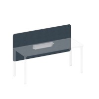 Спэйс+ А1 БГ 859.01 BA40 (Синий/Белый гладкий) Экран настольный фронтальный тканевый с мягким наполнителем с кабель-каналом