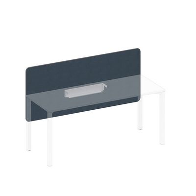 Спэйс+ А1 БГ 859.02 BA40 (Синий/Белый гладкий) Экран настольный фронтальный тканевый с кабель-каналом