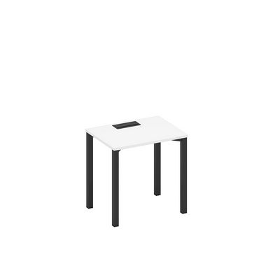 Спэйс+ А1 ЧР 001 БП (Белый премиум/Черный гладкий) Стол письменный на металлокаркасе, столешница с заглушкой