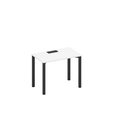 Спэйс+ А1 ЧР 002 БП (Белый премиум/Черный гладкий) Стол письменный на металлокаркасе, столешница с заглушкой