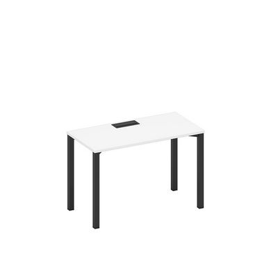 Спэйс+ А1 ЧР 003 БП (Белый премиум/Черный гладкий) Стол письменный на металлокаркасе, столешница с заглушкой