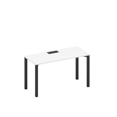 Спэйс+ А1 ЧР 004 БП (Белый премиум/Черный гладкий) Стол письменный на металлокаркасе, столешница с заглушкой