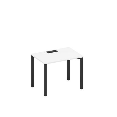 Спэйс+ А1 ЧР 012 БП (Белый премиум/Черный гладкий) Стол письменный на металлокаркасе, столешница с заглушкой