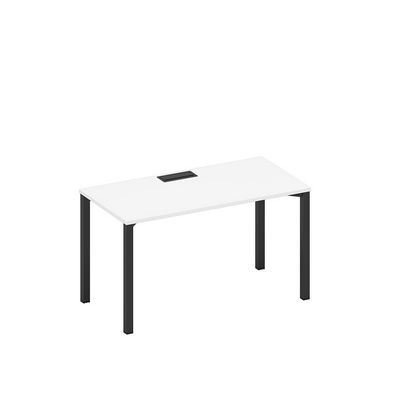 Спэйс+ А1 ЧР 014 БП (Белый премиум/Черный гладкий) Стол письменный на металлокаркасе, столешница с заглушкой