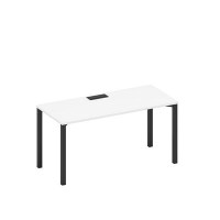 Спэйс+ А1 ЧР 015 БП (Белый премиум/Черный гладкий) Стол письменный на металлокаркасе, столешница с заглушкой