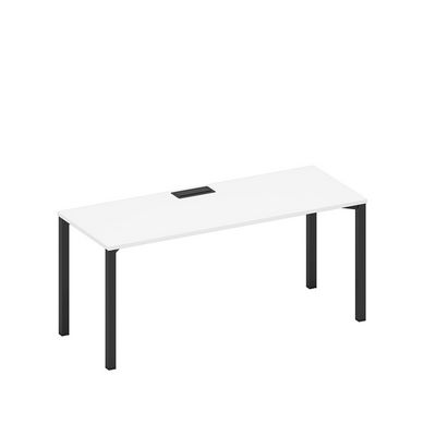 Спэйс+ А1 ЧР 016 БП (Белый премиум/Черный гладкий) Стол письменный на металлокаркасе, столешница с заглушкой