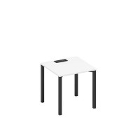 Спэйс+ А1 ЧР 021 БП (Белый премиум/Черный гладкий) Стол письменный на металлокаркасе, столешница с заглушкой