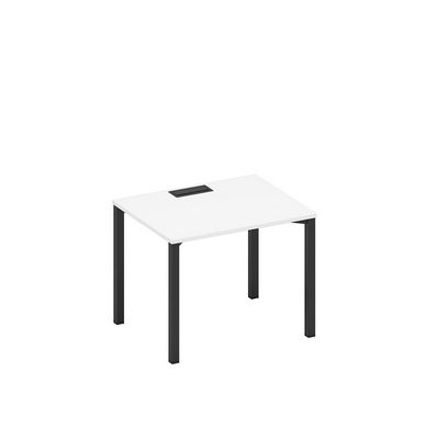 Спэйс+ А1 ЧР 022 БП (Белый премиум/Черный гладкий) Стол письменный на металлокаркасе, столешница с заглушкой