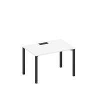Спэйс+ А1 ЧР 023 БП (Белый премиум/Черный гладкий) Стол письменный на металлокаркасе, столешница с заглушкой