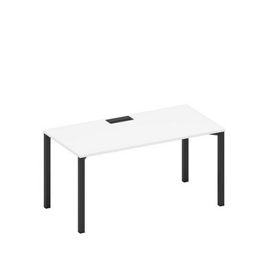 Спэйс+ А1 ЧР 025 БП (Белый премиум/Черный гладкий) Стол письменный на металлокаркасе, столешница с заглушкой