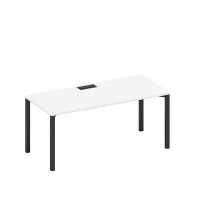Спэйс+ А1 ЧР 026 БП (Белый премиум/Черный гладкий) Стол письменный на металлокаркасе, столешница с заглушкой