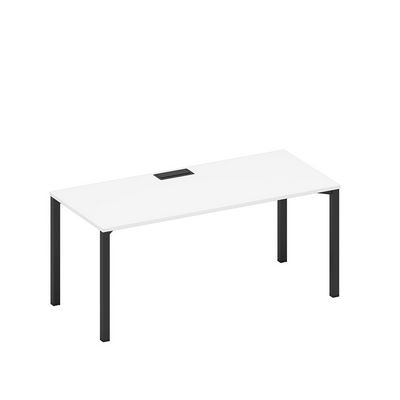 Спэйс+ А1 ЧР 026 БП (Белый премиум/Черный гладкий) Стол письменный на металлокаркасе, столешница с заглушкой