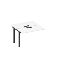 Спэйс+ А1 ЧР 170-1 БП (Белый премиум/Черный гладкий) Секция стола рабочей станции на металлокаркасе, столешницы с заглушкой