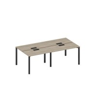 Спэйс+ А1 ЧР 170-2 ВЛ (Вяз либерти/Ччерный гладкий) Рабочая станция на металлокаркасе, столешницы с заглушкой (4*120)