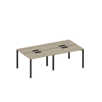 Спэйс+ А1 ЧР 170-2 ВЛ (Вяз либерти/Ччерный гладкий) Рабочая станция на металлокаркасе, столешницы с заглушкой (4*120)