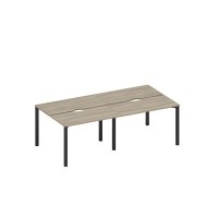 Спэйс+ А1 ЧР 170.2-2 ВЛ (Вяз либерти/Ччерный гладкий) Рабочая станция на металлокаркасе, столешницы с вырезом (4*120)