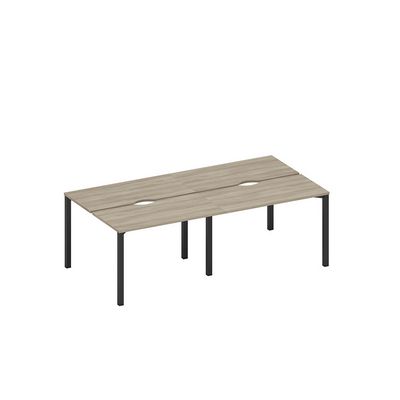 Спэйс+ А1 ЧР 170.2-2 ВЛ (Вяз либерти/Ччерный гладкий) Рабочая станция на металлокаркасе, столешницы с вырезом (4*120)