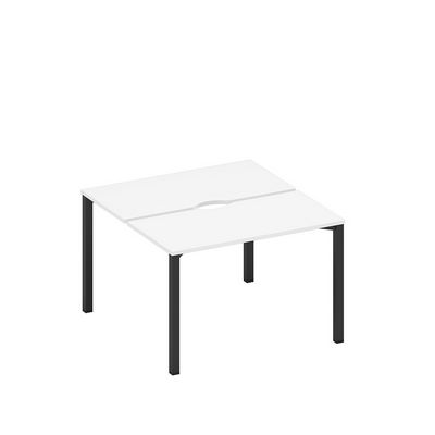 Спэйс+ А1 ЧР 170.2 БП (Белый премиум/Черный гладкий) Рабочая станция на металлокаркасе, столешницы с вырезом (2*120)