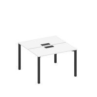 Спэйс+ А1 ЧР 170 БП (Белый премиум/Черный гладкий) Рабочая станция на металлокаркасе, столешницы с заглушкой (2*120)