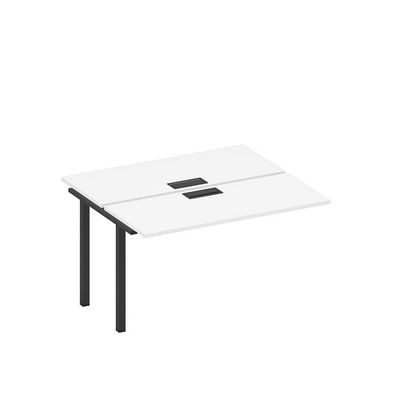 Спэйс+ А1 ЧР 171-1 БП (Белый премиум/Черный гладкий) Секция стола рабочей станции на металлокаркасе, столешницы с заглушкой