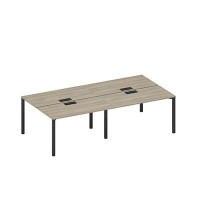 Спэйс+ А1 ЧР 171-2 ВЛ (Вяз либерти/Ччерный гладкий) Рабочая станция на металлокаркасе, столешницы с заглушкой (4*140)