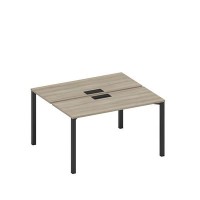 Спэйс+ А1 ЧР 171 ВЛ (Вяз либерти/Ччерный гладкий) Рабочая станция на металлокаркасе, столешницы с заглушкой (2*140)