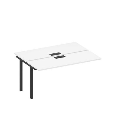 Спэйс+ А1 ЧР 172-1 БП (Белый премиум/Черный гладкий) Секция стола рабочей станции на металлокаркасе, столешницы с заглушкой