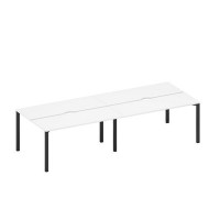 Спэйс+ А1 ЧР 172.2-2 БП (Белый премиум/Черный гладкий) Рабочая станция на металлокаркасе, столешницы с вырезом (4*160)