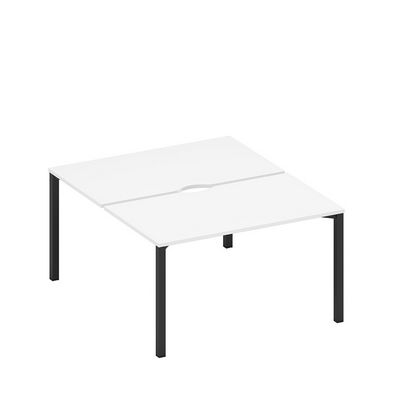 Спэйс+ А1 ЧР 172.2 БП (Белый премиум/Черный гладкий) Рабочая станция на металлокаркасе, столешницы с вырезом (2*160)