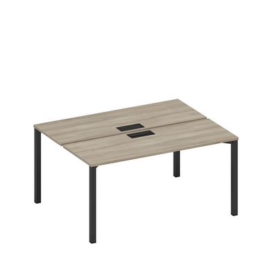 Спэйс+ А1 ЧР 172 ВЛ (Вяз либерти/Ччерный гладкий) Рабочая станция на металлокаркасе, столешницы с заглушкой (2*160)