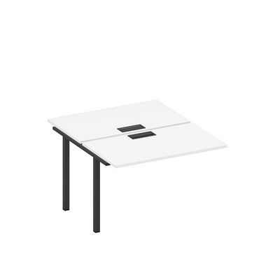 Спэйс+ А1 ЧР 173-1 БП (Белый премиум/Черный гладкий) Секция стола рабочей станции на металлокаркасе, столешницы с заглушкой