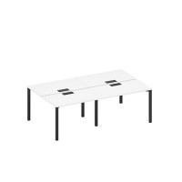 Спэйс+ А1 ЧР 173-2 БП (Белый премиум/Черный гладкий) Рабочая станция на металлокаркасе, столешницы с заглушкой (4*120)