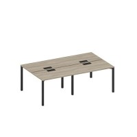 Спэйс+ А1 ЧР 173-2 ВЛ (Вяз либерти/Ччерный гладкий) Рабочая станция на металлокаркасе, столешницы с заглушкой (4*120)