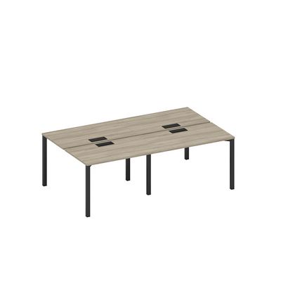 Спэйс+ А1 ЧР 173-2 ВЛ (Вяз либерти/Ччерный гладкий) Рабочая станция на металлокаркасе, столешницы с заглушкой (4*120)