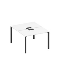 Спэйс+ А1 ЧР 173 БП (Белый премиум/Черный гладкий) Рабочая станция на металлокаркасе, столешницы с заглушкой (2*120)