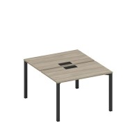 Спэйс+ А1 ЧР 173 ВЛ (Вяз либерти/Ччерный гладкий) Рабочая станция на металлокаркасе, столешницы с заглушкой (2*120)