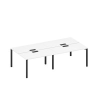 Спэйс+ А1 ЧР 174-2 БП (Белый премиум/Черный гладкий) Рабочая станция на металлокаркасе, столешницы с заглушкой (4*140)