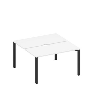 Спэйс+ А1 ЧР 174.2 БП (Белый премиум/Черный гладкий) Рабочая станция на металлокаркасе, столешницы с вырезом (2*140)