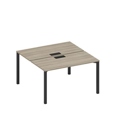 Спэйс+ А1 ЧР 174 ВЛ (Вяз либерти/Ччерный гладкий) Рабочая станция на металлокаркасе, столешницы с заглушкой (2*140)