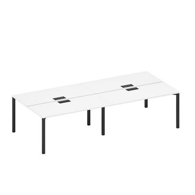 Спэйс+ А1 ЧР 175-2 БП (Белый премиум/Черный гладкий) Рабочая станция на металлокаркасе, столешницы с заглушкой (4*160)